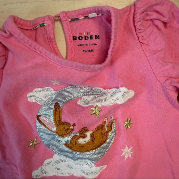 Mini Boden Pink Kids Shirt with Bunny Design - Picture 2 of 2